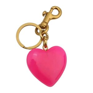 Hot Pink Heart Purse Charm Gold Key Ring Bag Accessory Y2K